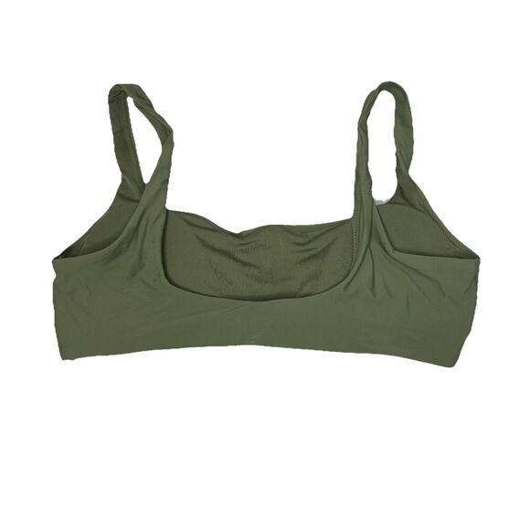 Aerie Women’s Sz Large Wide Strap Scoop Bikini Top Olive Green Stretch NWT - Picture 4 of 6